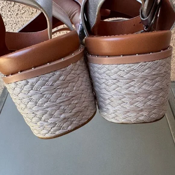 FitFlop Eloise Wedge Sandals Womens Size 8 Silver Platform Espadrille Strappy - Picture 13 of 15